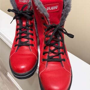 Olang - Zaide - Women's Red Leather & Suede Winter Boots
